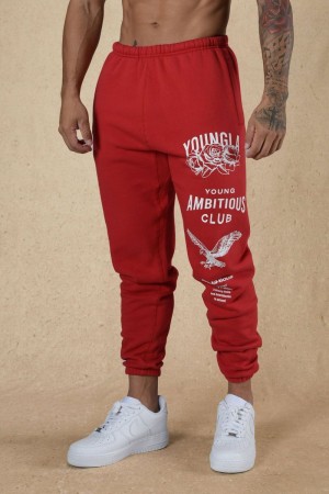 Men's YoungLA Gym 233 The Immortal Joggers Fall 22 inch Joggers Haute Red | DT8907-564 USA