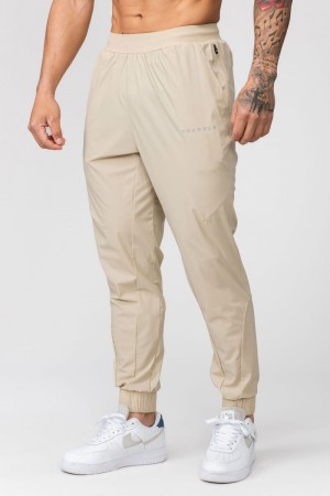 Men's YoungLA Gym 237 Nylon Training Joggers Joggers Tan | JP2105-438 USA