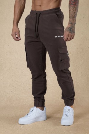 Men's YoungLA Gym 240 Cloud Rambo Joggers Joggers Chocolate Plum | QE1897-062 USA