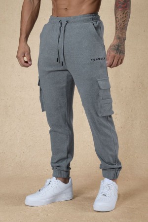 Men's YoungLA Gym 240 Cloud Rambo Joggers Joggers Heather Grey | UV6098-372 USA