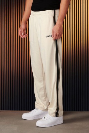 Men's YoungLA Gym 241 Warm Up Pants Joggers Off-White | RC7214-350 USA