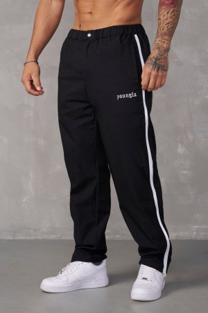 Men's YoungLA Gym 246 Side Zipper Joggers Joggers Black | ZK0458-729 USA