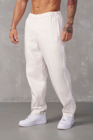 Men's YoungLA Gym 246 Side Zipper Joggers Joggers Off-White | YI5371-486 USA