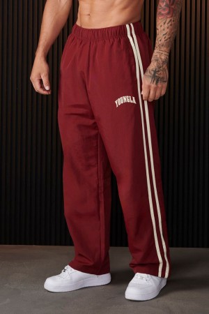 Men's YoungLA Gym 249 Flagship Track Pants Joggers Burgundy | MX5782-391 USA