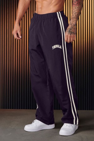 Men's YoungLA Gym 249 Flagship Track Pants Joggers Deep Purple | XL7298-061 USA