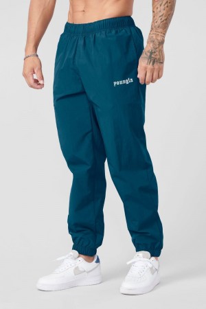 Men's YoungLA Gym 254 Swish Joggers Joggers Deep Teal | GU3706-915 USA