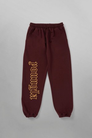 Men's YoungLA Gym 256 Anthem Joggers Joggers Burgundy Wash | ND5147-263 USA