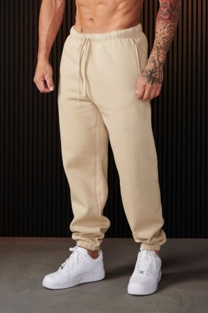 Men's YoungLA Gym 266 Cloud 9 Joggers Joggers Tan | WD7926-180 USA