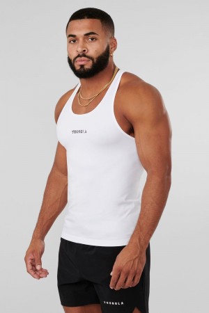 Men's YoungLA Gym 302 Supervillain Stringers Tanks White | DW3769-281 USA