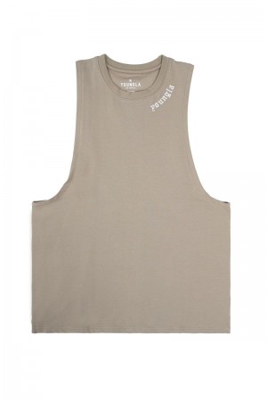 Men's YoungLA Gym 303 Old English Tanks Tanks Tan | BW2958-310 USA