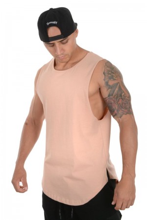 Men's YoungLA Gym 308 Muscle Tanks Tanks Salmon | HY2684-013 USA