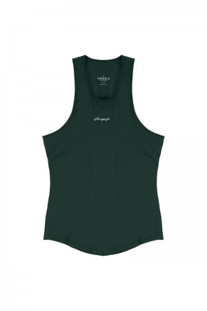 Men's YoungLA Gym 309 Signature Tanks Tanks Forest Green | ZF4019-752 USA