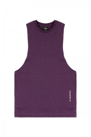 Men's YoungLA Gym 317 Delt Tanks Tanks Purple | OM8276-451 USA