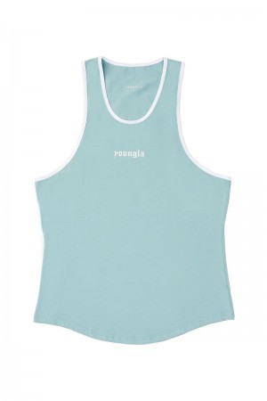 Men's YoungLA Gym 319 Pristine Tank Tops Tanks Seafoam | ZY5489-137 USA