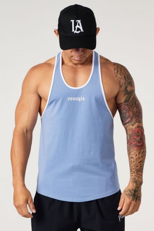 Men's YoungLA Gym 322 Golden Era Tanks Tanks Carolina Blue | BD6543-098 USA