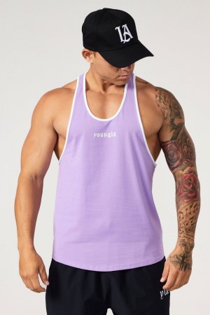 Men's YoungLA Gym 322 Golden Era Tanks Tanks Lavender | XZ9213-657 USA