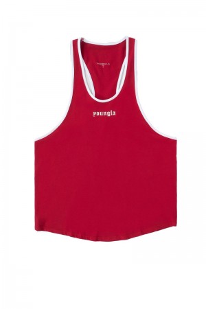 Men's YoungLA Gym 322 Golden Era Tanks Tanks Red | LA1089-543 USA