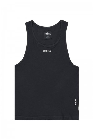 Men's YoungLA Gym 325 Marine Slub Tanks Tanks Black | KV4736-950 USA