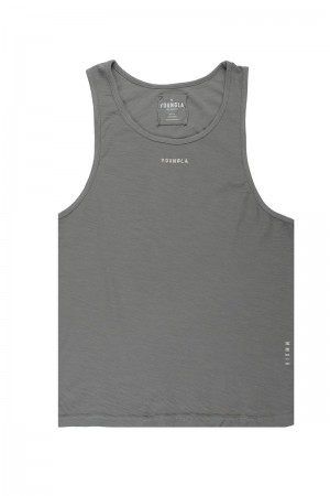 Men's YoungLA Gym 325 Marine Slub Tanks Tanks Slate Wash | ZH6357-290 USA