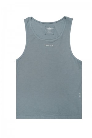 Men's YoungLA Gym 325 Marine Slub Tanks Tanks Sky Blue Wash | ND5791-834 USA