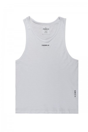 Men's YoungLA Gym 325 Marine Slub Tanks Tanks White | ZI8706-231 USA