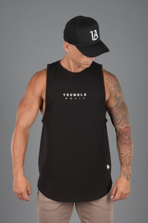 Men's YoungLA Gym 326 Elemental Tanks Tanks Black | ZR6893-527 USA