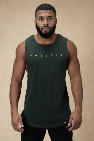 Men's YoungLA Gym 332 Infinity Muscle Tanks Tanks Forest Green | WX6549-218 USA