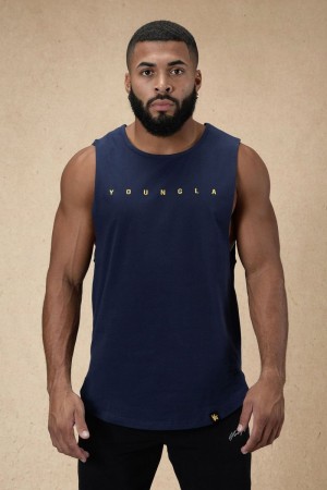 Men's YoungLA Gym 332 Infinity Muscle Tanks Tanks Navy | RB5892-064 USA