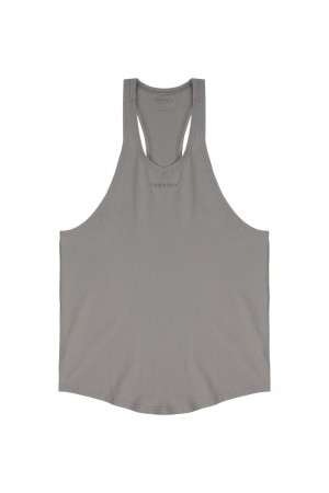 Men's YoungLA Gym 334 New Gen Stringers 2.0 Tanks Light Grey | SW8079-645 USA