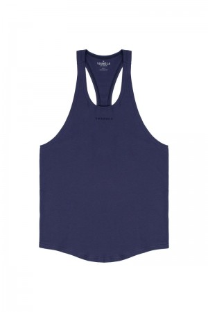 Men's YoungLA Gym 334 New Gen Stringers 2.0 Tanks Navy | WJ4105-783 USA