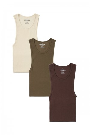 Men's YoungLA Gym 340 Wife Lovers 3 Pack Tanks Earthy Pack | UA1458-203 USA