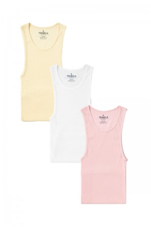 Men's YoungLA Gym 340 Wife Lovers 3 Pack Tanks Pastel Pack | UM9043-756 USA