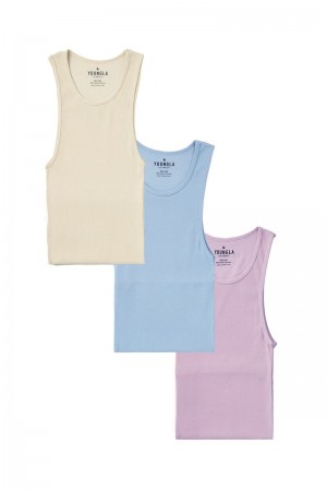 Men's YoungLA Gym 340 Wife Lovers 3 Pack Tanks Orchid Pack | AQ2476-813 USA