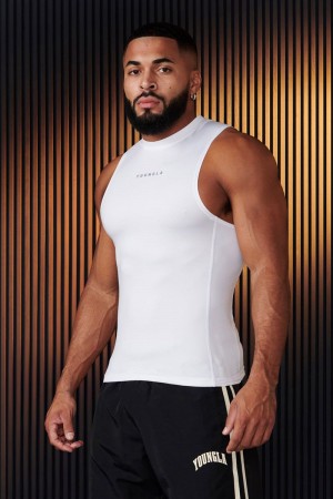 Men's YoungLA Gym 341 Blitz Compression Tanks Tanks White | HL8972-415 USA