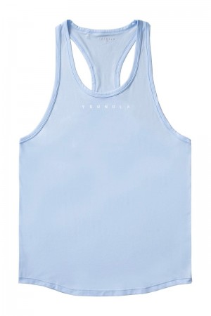 Men's YoungLA Gym 342 New Gen Compression Stringers Tanks Sky Blue | HZ9214-586 USA