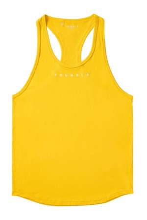 Men's YoungLA Gym 342 New Gen Compression Stringers Tanks Yellow | BG4186-025 USA