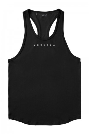 Men's YoungLA Gym 342 New Gen Compression Stringers Tanks Black | ME5293-876 USA