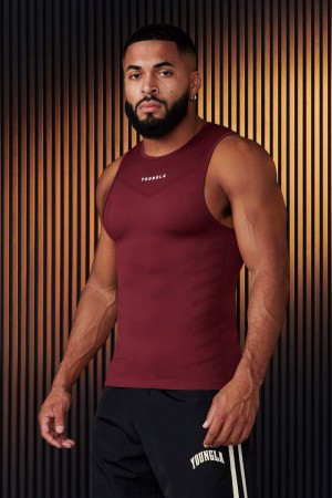 Men's YoungLA Gym 343 SuperVillain Compression Tanks Tanks Burgundy | SO4527-190 USA