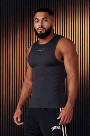 Men's YoungLA Gym 343 SuperVillain Compression Tanks Tanks Charcoal | NC3548-267 USA