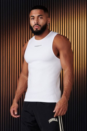 Men's YoungLA Gym 343 SuperVillain Compression Tanks Tanks White | TK8169-325 USA