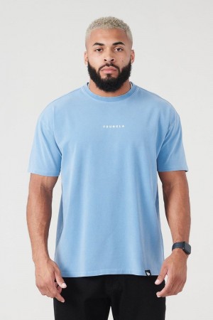 Men's YoungLA Gym 401 Essential Jacked Shirt Summer 23 inch T Shirts Sky Blue Wash | RF2958-146 USA