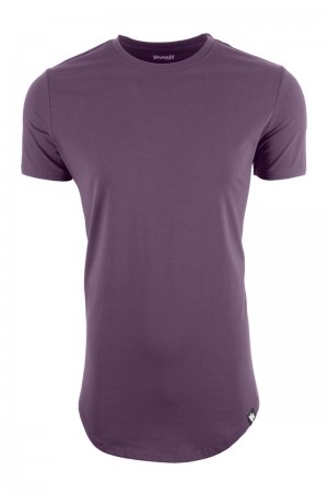 Men's YoungLA Gym 402 Perfect Shirt Scallop Bottom T Shirts Purple | RF2301-984 USA