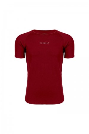 Men's YoungLA Gym 403 Elite Shirt T Shirts Burgundy | DP9074-216 USA