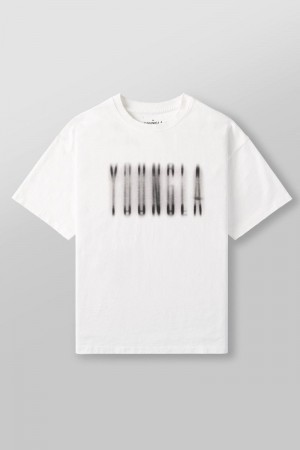 Men's YoungLA Gym 4075 Blurry Heavyweight Shirt T Shirts White | TZ3589-726 USA