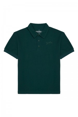 Men's YoungLA Gym 412 Jacked Polo Shirt T Shirts Ponderosa Pine | UK0918-264 USA