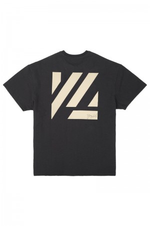 Men's YoungLA Gym 413 Oversized Bloc Shirts Shirts Black | ZX8507-921 USA