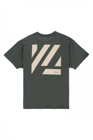 Men's YoungLA Gym 413 Oversized Bloc Shirts Shirts Forest Green | FN8365-920 USA