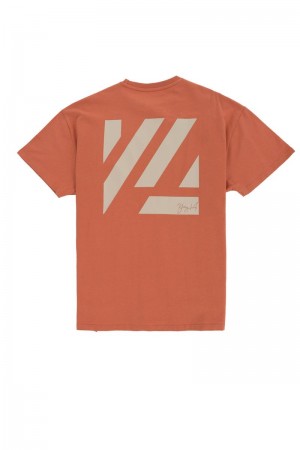 Men's YoungLA Gym 413 Oversized Bloc Shirts Shirts Sunset Orange | KJ8321-940 USA