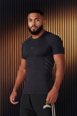 Men's YoungLA Gym 425 Iron Compression Shirt T Shirts Dark Slate | YZ5624-378 USA