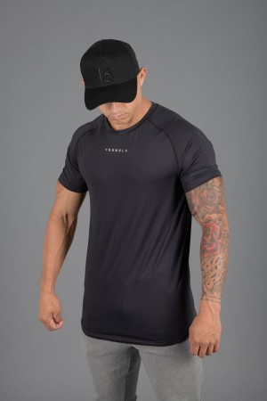 Men's YoungLA Gym 440 Performance Line Short Sleeve Shirts Shirts Black | SG5897-341 USA